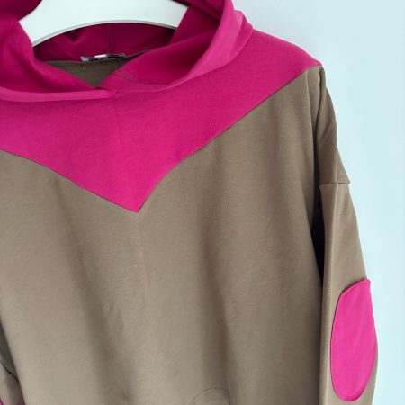 La Felpa  color block fucsia/cioccolato (modello over)