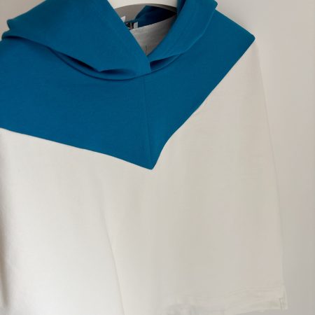 La Felpa  color block bianco/ottanio