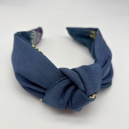 Cerchietto blu e blu a righe nodo