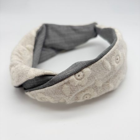 Cerchietto twist a rilievo grigio